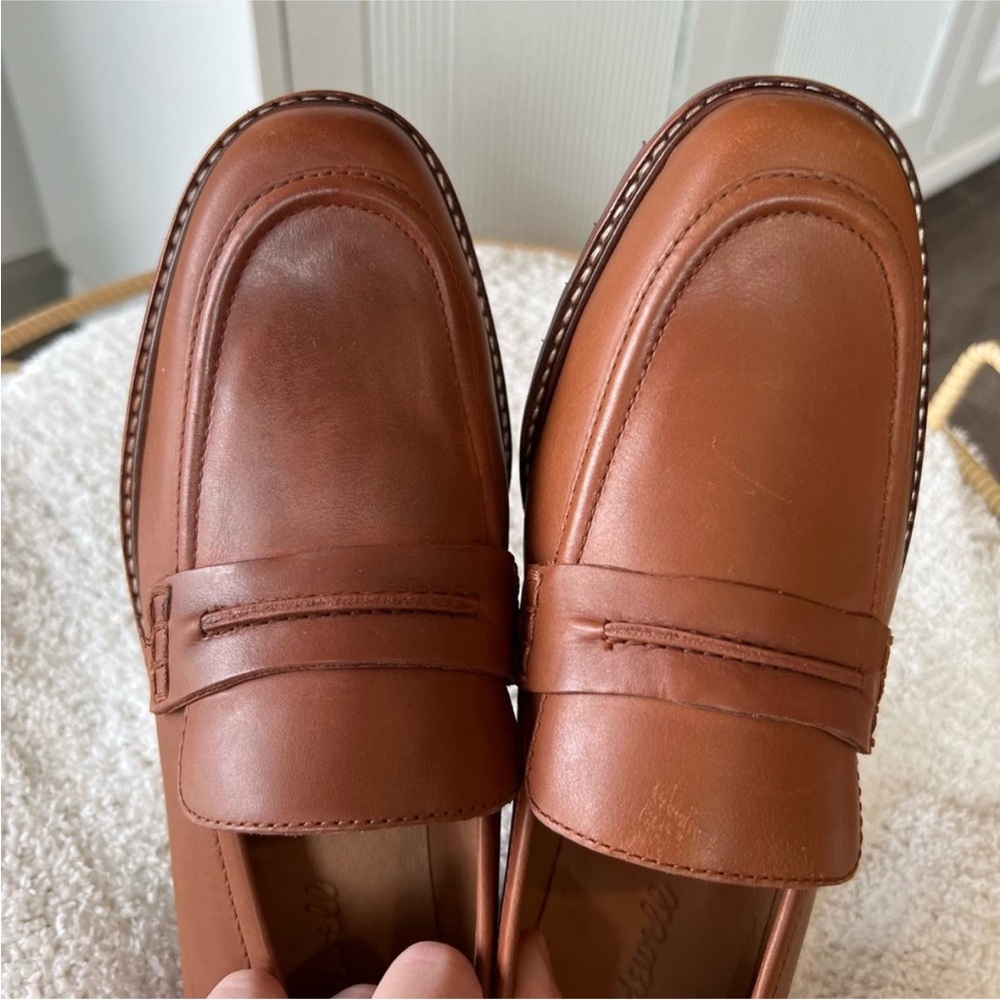 Madewell Brown Leather Lug Sole Penny Loafers - Picture 8 of 15